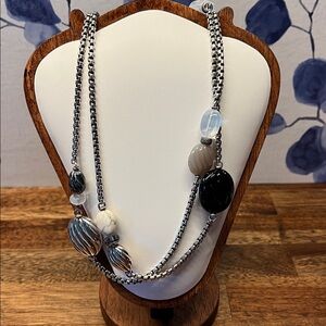 RARE David Yurman carved cable necklace with onyx, quartz, howlite & cha…